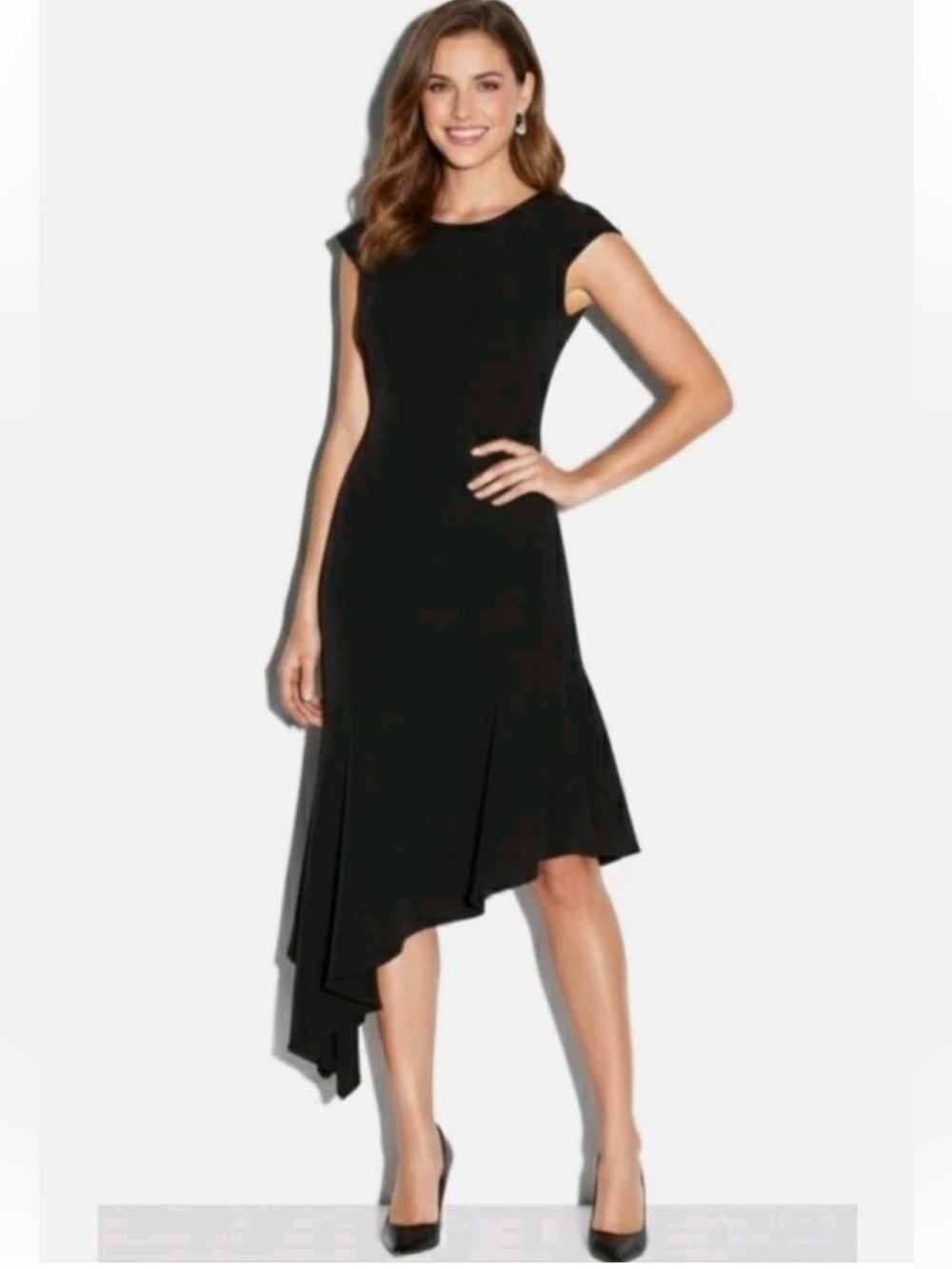 MILLY Italian Cady Cascade Hem Dress